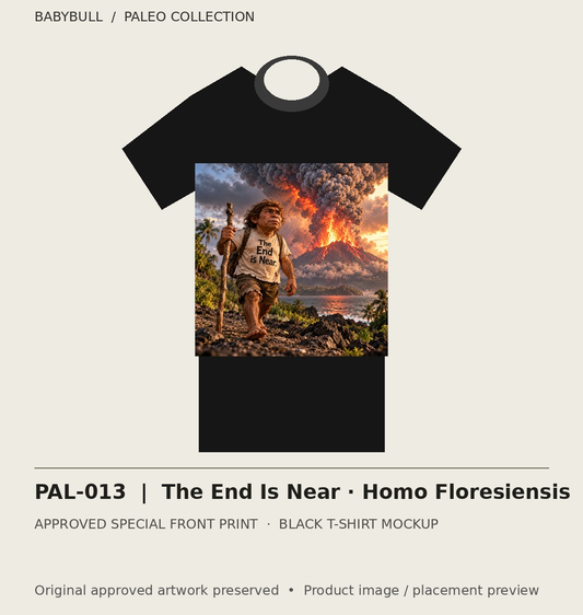 PAL-013 approved artwork black tee mockup; original artwork preserved