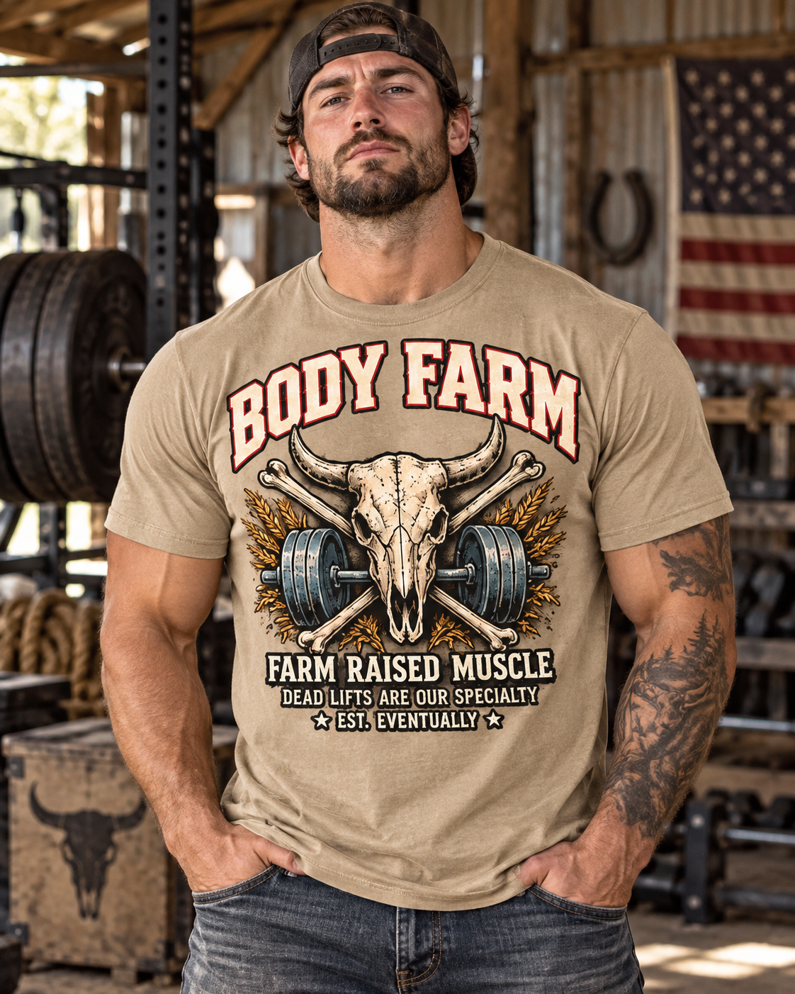 BODY FARM Farm Raised Muscle Tee — Dead Lifts Are Our Specialty