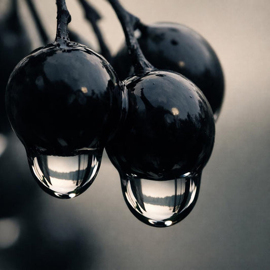 Winter Berry Macro Photography • Dark Berries With Water Droplets • Minimalist Wall Art • Nature Print • Moody Still Life Decor”